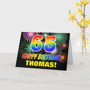 Tarjeta Cumpleaños 65: Negrita, diversión, fuegos artifici