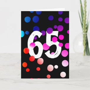 Tarjeta Cumpleaños 65 puntos de arcoíris en negro