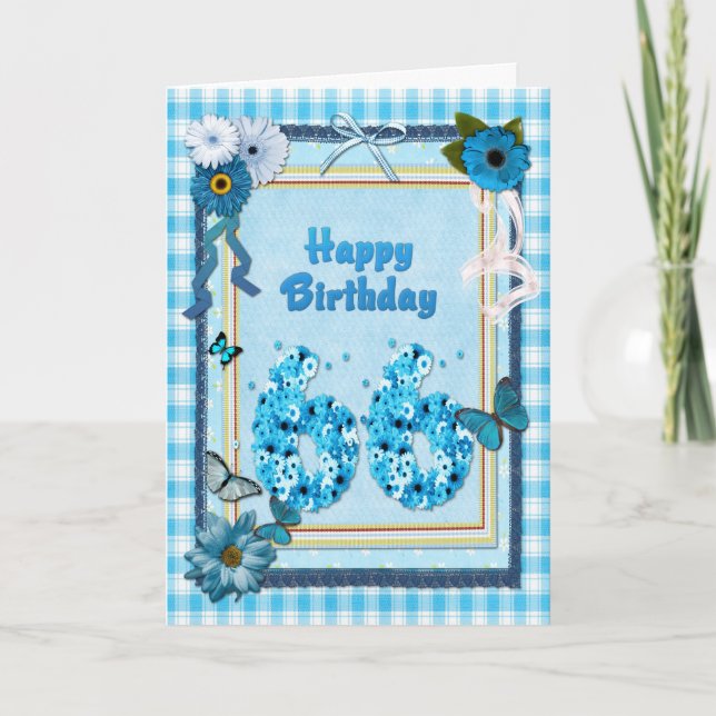 Tarjeta Cumpleaños 66 con un efecto scrapbook (Anverso)