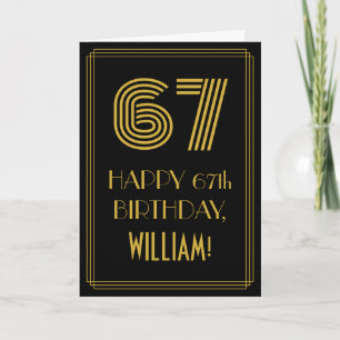 Tarjeta Cumpleaños 67: Aspecto inspirado en Art Déco "67"