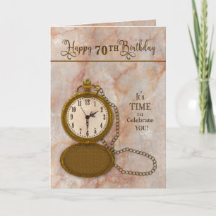 Tarjeta Cumpleaños 70.º reloj de bolsillo y cadena