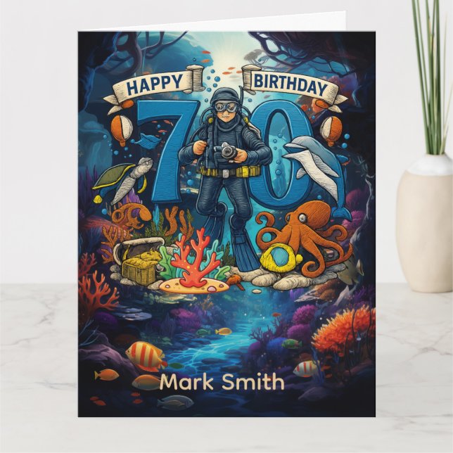Tarjeta Cumpleaños 70 buceo (Anverso)