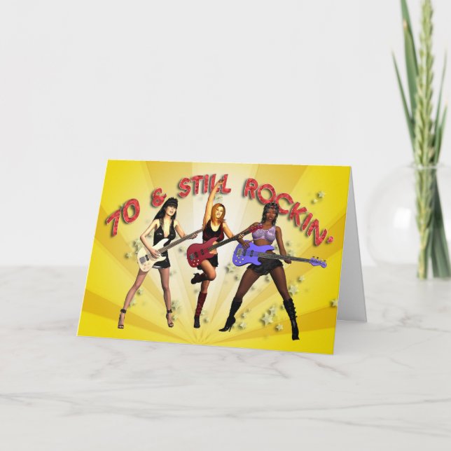 Tarjeta Cumpleaños 70 con una banda chica (Anverso)