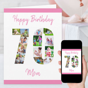 Tarjeta Cumpleaños 70 de Mamá Número 70 Colaje de Fotos