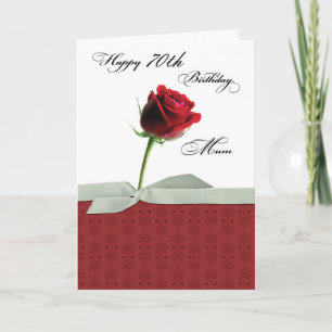Tarjeta Cumpleaños 70 de Mamá, Rosa Roja Personalizable Añ
