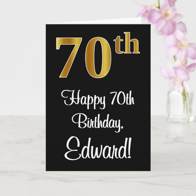 Tarjeta Cumpleaños 70 ~ Elegante Lujoso Faux Gold Look # (Orquídea)