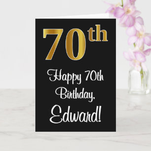 Tarjeta Cumpleaños 70 ~ Elegante Lujoso Faux Gold Look #