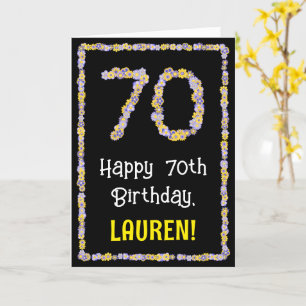 Tarjeta Cumpleaños 70: Flores Florales Número, Nombre Pers