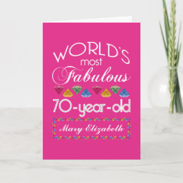 Tarjeta Cumpleaños 70 Las joyas más coloridas rosadas