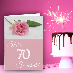 Tarjeta Cumpleaños 70 para su rosa rosa divertido motivaci