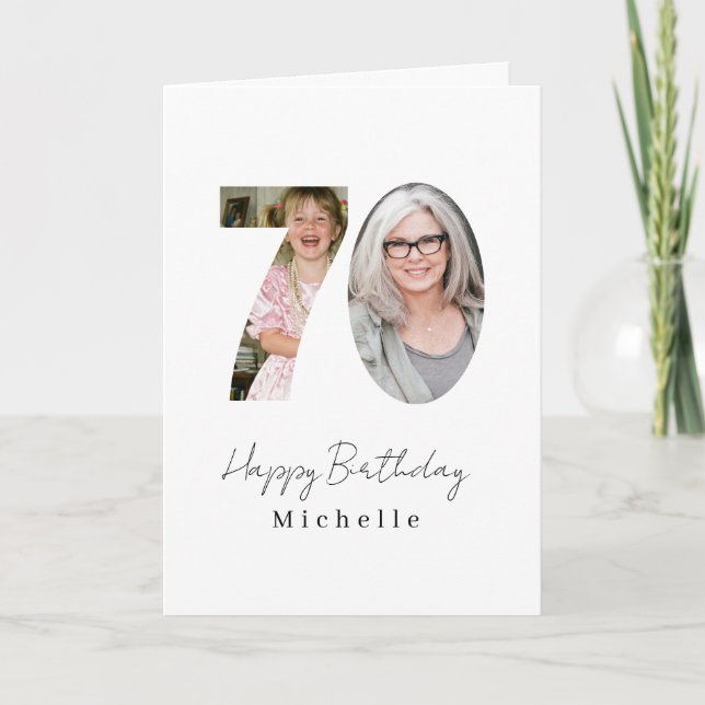 Tarjeta Cumpleaños 70 personalizado con dos fotos (Anverso)