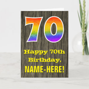 Tarjeta Cumpleaños 70: Rústica apariencia de madera falsa,