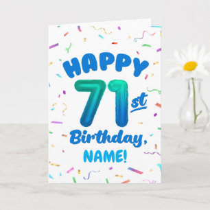 Tarjeta Cumpleaños 71, Número de Globo, Nombre Personaliza