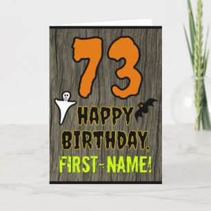 Tarjeta Cumpleaños 73: Tema de Halloween, nombre personali