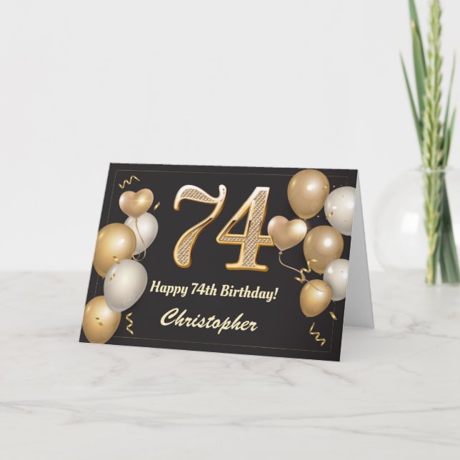 Tarjeta Cumpleaños 74 de los Globos de Oro y Negro (Anverso)