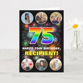 Tarjeta Cumpleaños 75: Arcoiris divertido #, nombre person