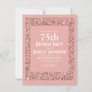 Tarjeta Cumpleaños 75 de las Purpurinas Rosadas