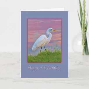 Tarjeta Cumpleaños 75, Gran Egret camina al amanecer