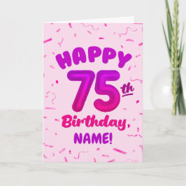 Tarjeta Cumpleaños 75, Número de Globo, Nombre Personaliza