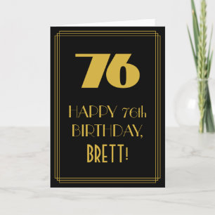 Tarjeta Cumpleaños 76 ~ Art Deco Inspirado look "76" y nom