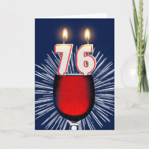 Tarjeta Cumpleaños 76 con vino y velas