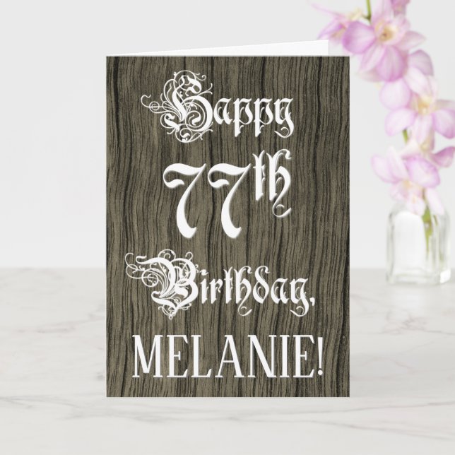 Tarjeta Cumpleaños 77: Elegante texto de fantasía; aparien (Orquídea)