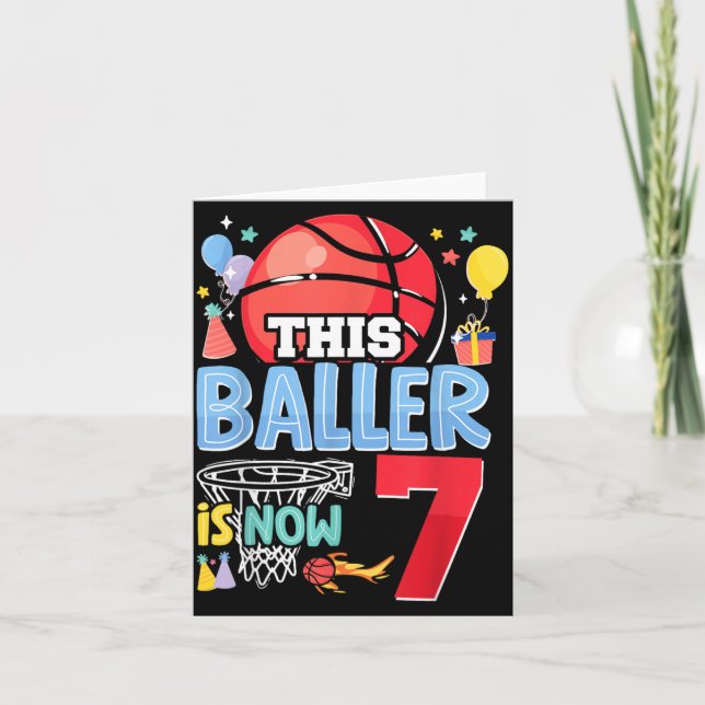 Tarjeta Cumpleaños 7 de Basball Bball Este Baloncestista C (Anverso)