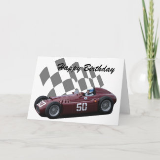 Tarjeta Cumpleaños 7 del coche de competición del vintage