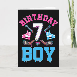 Tarjeta Cumpleaños 7 Hockey Helado Goteo Niños 7 Años