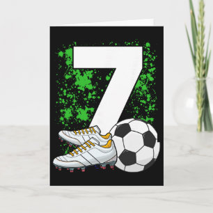 Tarjeta Cumpleaños 7 niños 7 años jugador fútbol cumpleaño