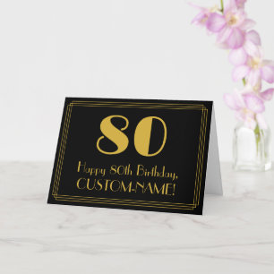 Tarjeta Cumpleaños 80: Aspecto inspirado en Art Déco "80" 
