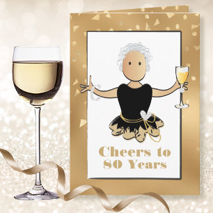 Tarjeta Cumpleaños 80 Divertido Negro Oro Étnico Brillante