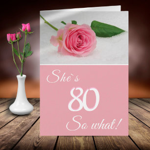 Tarjeta Cumpleaños 80 para su rosa rosa divertido motivaci
