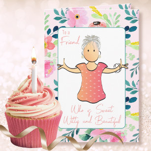 Tarjeta Cumpleaños 80 sarcástico y snarky para mujer caric