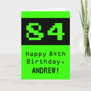 Tarjeta Cumpleaños 84: Nerdy / Geeky Style "84" y nombre