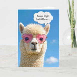 Tarjeta Cumpleaños 85 de Alpaca con Gafas Rosadas en Forma