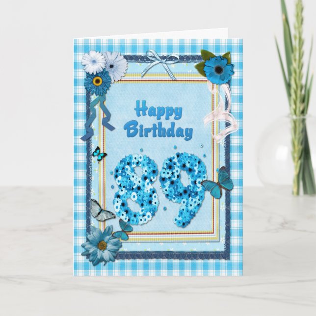 Tarjeta Cumpleaños 89 con un efecto scrapbook (Anverso)