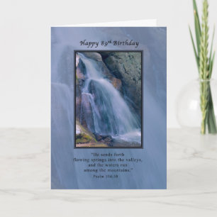 Tarjeta Cumpleaños, 89.o, religioso, cascada de la montaña