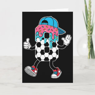 Tarjeta Cumpleaños 8 años fútbol helado goteo juventud 8º