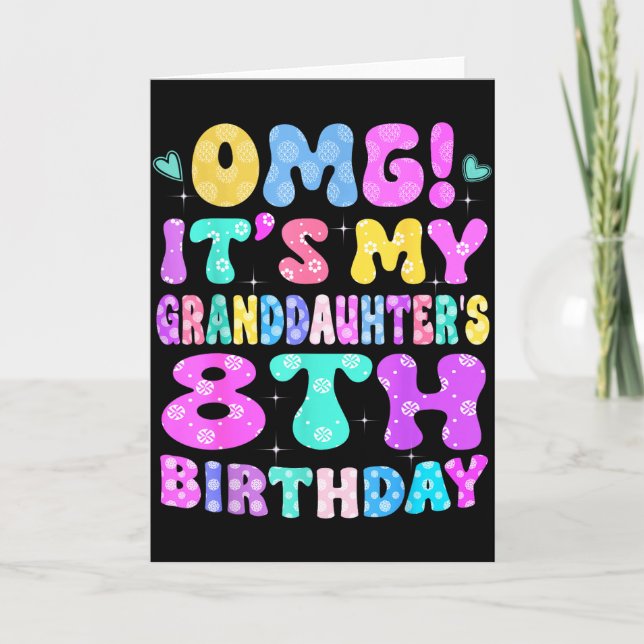 Tarjeta Cumpleaños 8 de mi nieta flores 8 años (Anverso)
