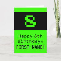 Cumpleaños 8: Estilo friki / geek "8" y nombre