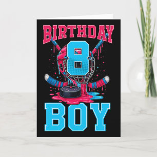 Tarjeta Cumpleaños 8 Niño Helado Goteo Hockey 8 Años 