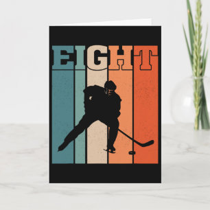 Tarjeta Cumpleaños 8 Retro Hockey sobre Hielo Niño Niña 8 