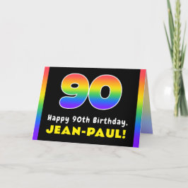 Tarjeta Cumpleaños 90: Arcoiris colorido # 90, nombre pers