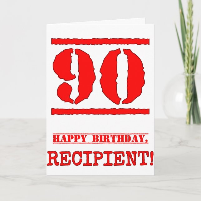 Tarjeta Cumpleaños 90: Diversión, Estampado de goma roja (Anverso)