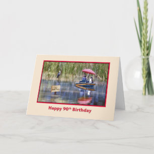 Tarjeta Cumpleaños 90, dos pescadores en el lago
