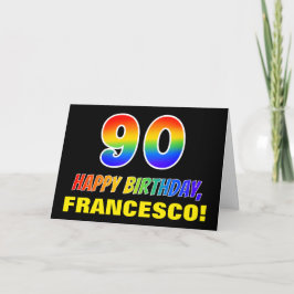 Tarjeta Cumpleaños 90: Negrita, Diversión, Simple, Arcoiri