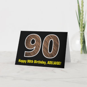Tarjeta Cumpleaños 90: Nombre + Patrón de grano de madera