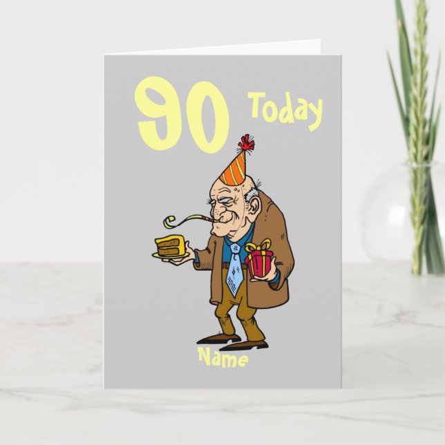 Tarjeta Cumpleaños 90 personalizado caricatura 90 hoy (Anverso)