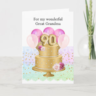 Tarjeta Cumpleaños 90 personalizado en rosa y dorado